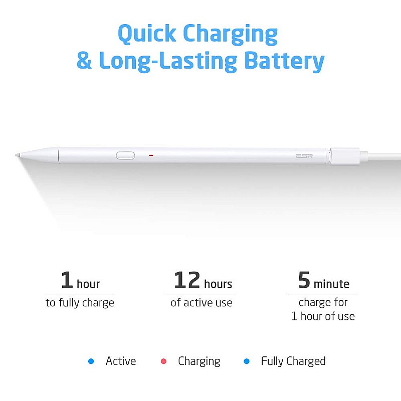 ESR Upgraded Stylus Pen for iPad Active Stylus with Palm Rejection, Precise and Rechargeable Pencil 