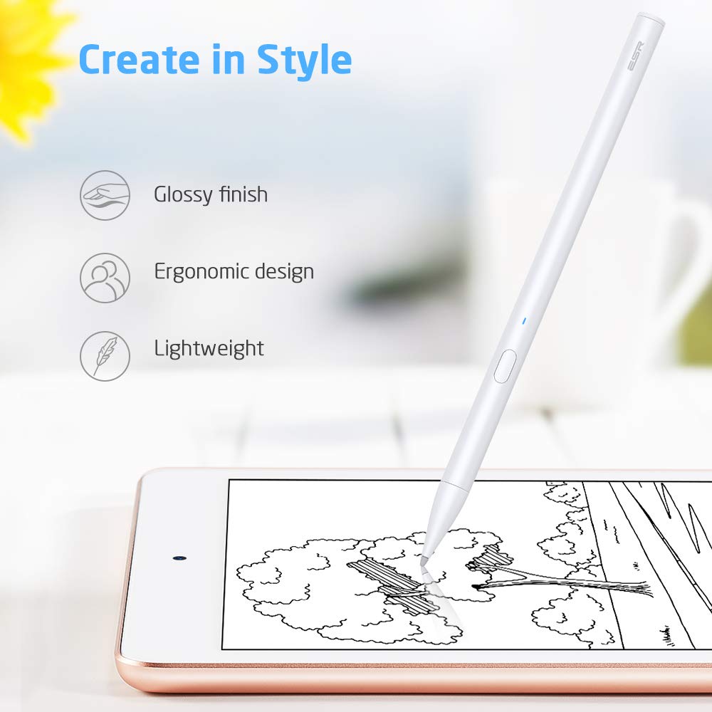 ESR Upgraded Stylus Pen for iPad Active Stylus with Palm Rejection, Precise and Rechargeable Pencil