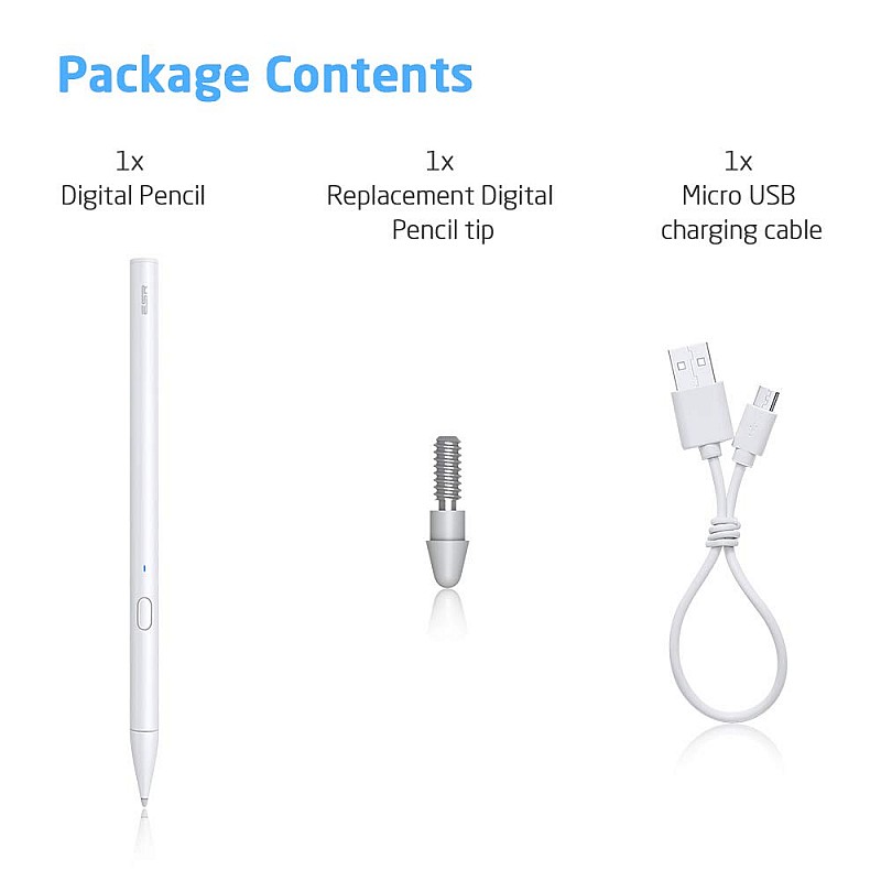 ESR Upgraded Stylus Pen for iPad Active Stylus with Palm Rejection, Precise and Rechargeable Pencil 