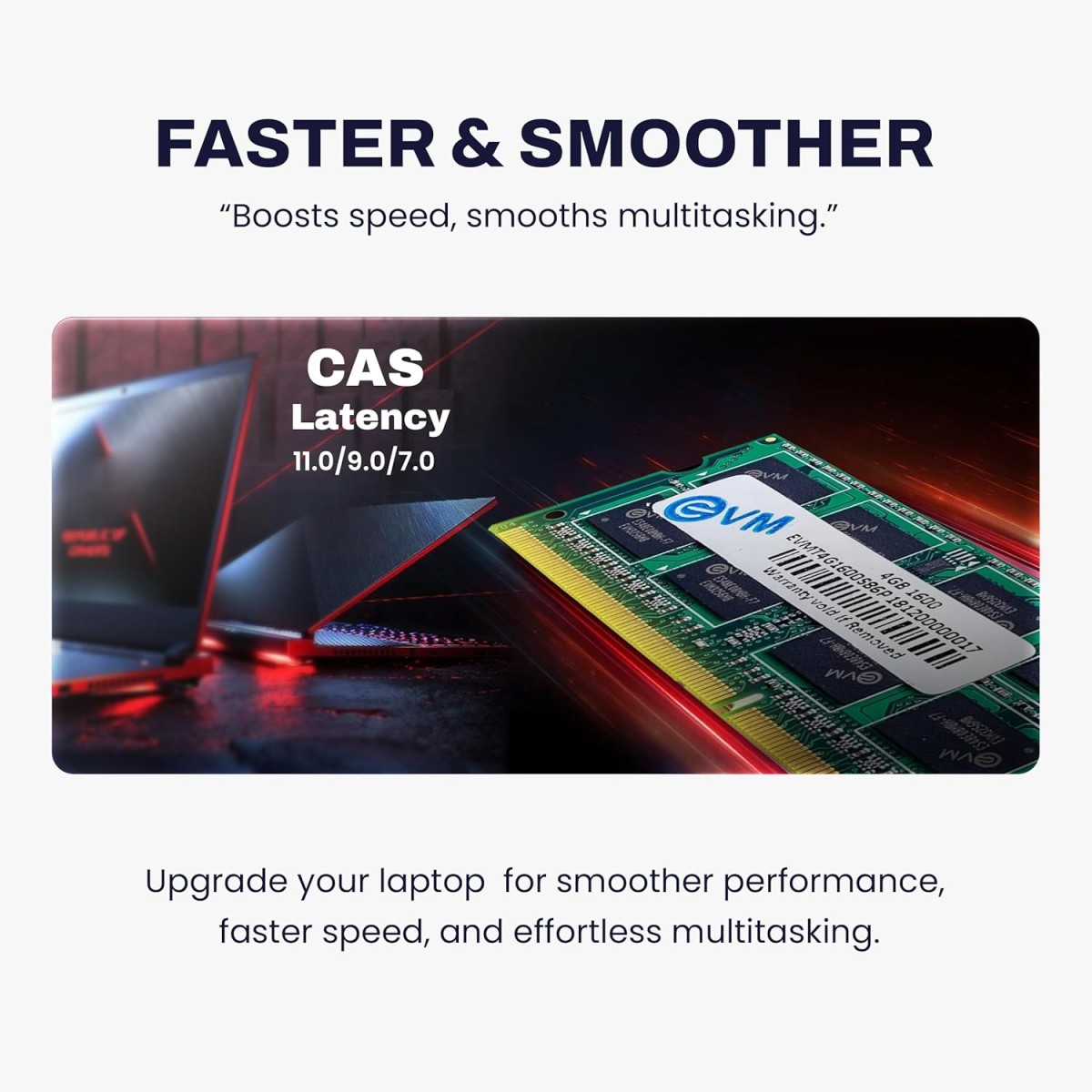 EVM 4GB DDR3 Laptop RAM 1600MHz So-DIMM Memory - High-Speed Performance, Low Voltage Requirement - 10 Year Warranty (EVMT4G1600S86P) EVM 4GB DDR3 Laptop RAM 1600MHz So-DIMM Memory - High-Speed Performance, Low Voltage Requirement - 10 Year Warranty (EVMT4G1600S86P)