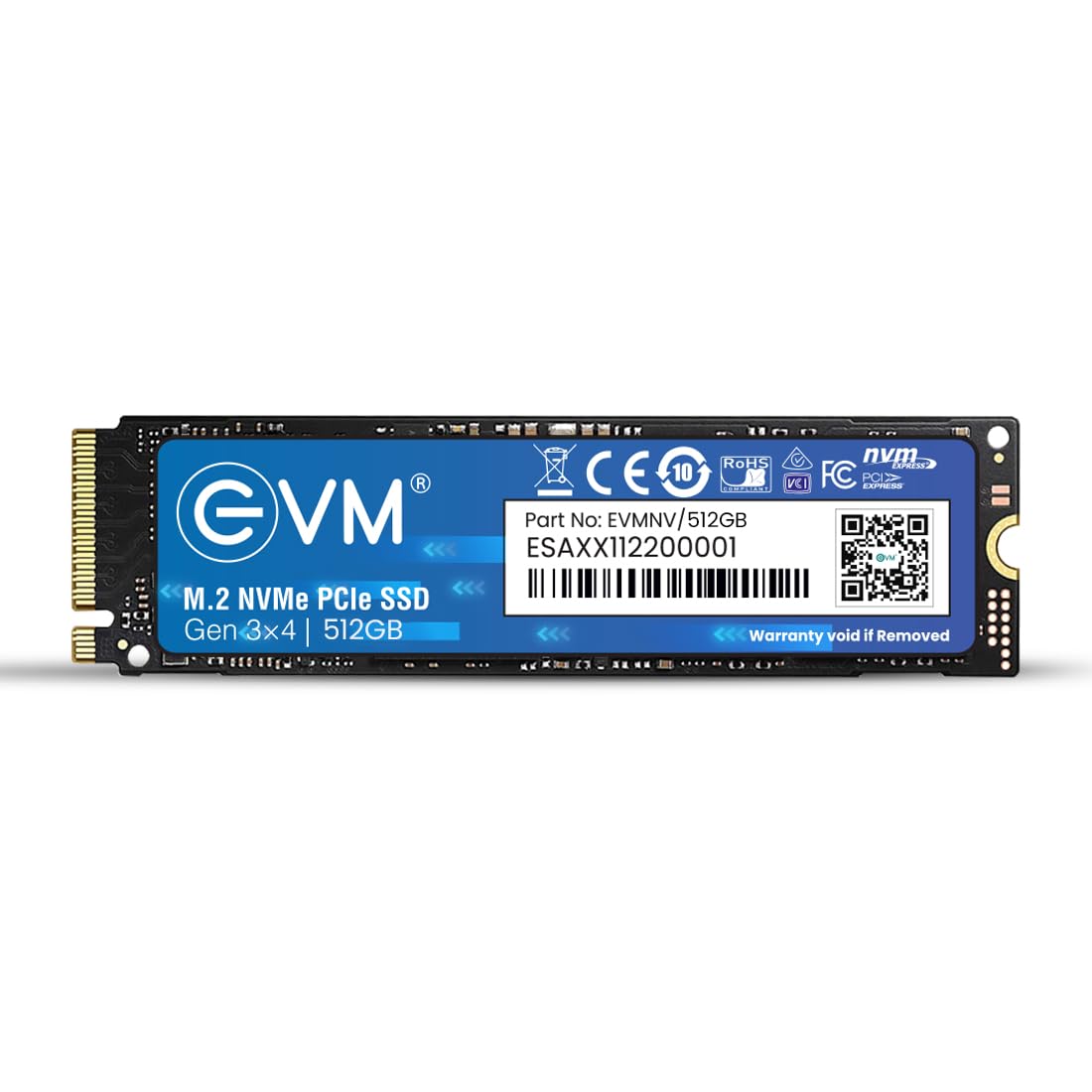 EVM 512GB NVMe Gen 3x4 Internal SSD (2280) – Upto 3500MB/s Read & 2800MB/s Write | PCIe 3.0 M.2 Solid State Drive for Gaming, Laptops & Desktops | Shock Resistant & 5-Year Warranty (EVMNV/512GB)