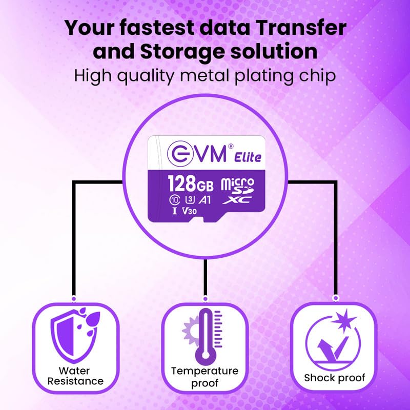 EVM Elite 128GB TF Card Class 10 U3 V30 Memory Card - 100 MB/s Read Speed - CCTV Camera, Mobile, Drone - 5 Years Warranty (EETF/128GU3) EVM Elite 128GB TF Card Class 10 U3 V30 Memory Card - 100 MB/s Read Speed - CCTV Camera, Mobile, Drone - 5 Years Warranty (EETF/128GU3)