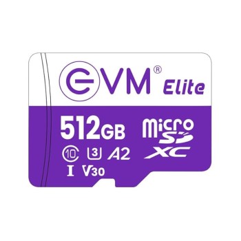 EVM Elite 512GB MicroSDXC Class 10 U3 V30 Memory Card - 100 MB/s Read Speed - CCTV Camera, Drone, Mobile- 5 Years Warranty EVM Elite 512GB MicroSDXC Class 10 U3 V30 Memory Card - 100 MB/s Read Speed - CCTV Camera, Drone, Mobile- 5 Years Warranty