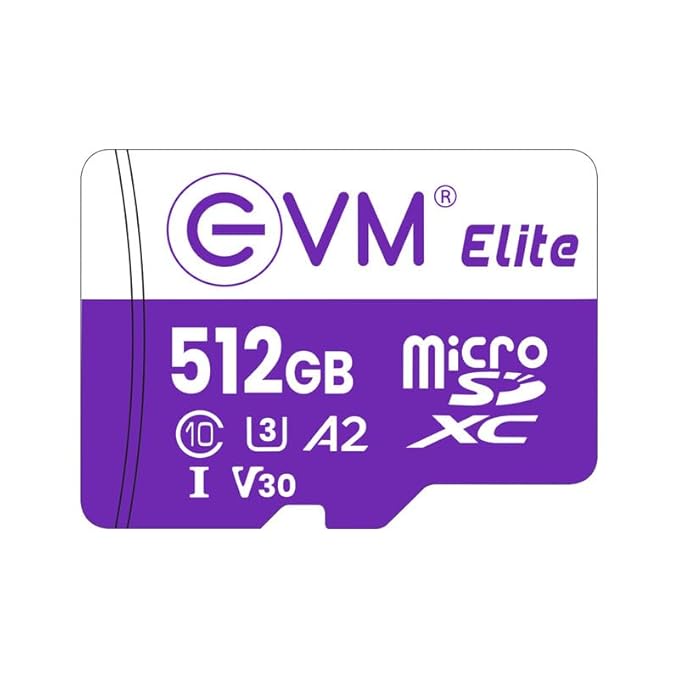 EVM Elite 512GB MicroSDXC Class 10 U3 V30 Memory Card - 100 MB/s Read Speed - CCTV Camera, Drone, Mobile- 5 Years Warranty EVM Elite 512GB MicroSDXC Class 10 U3 V30 Memory Card - 100 MB/s Read Speed - CCTV Camera, Drone, Mobile- 5 Years Warranty