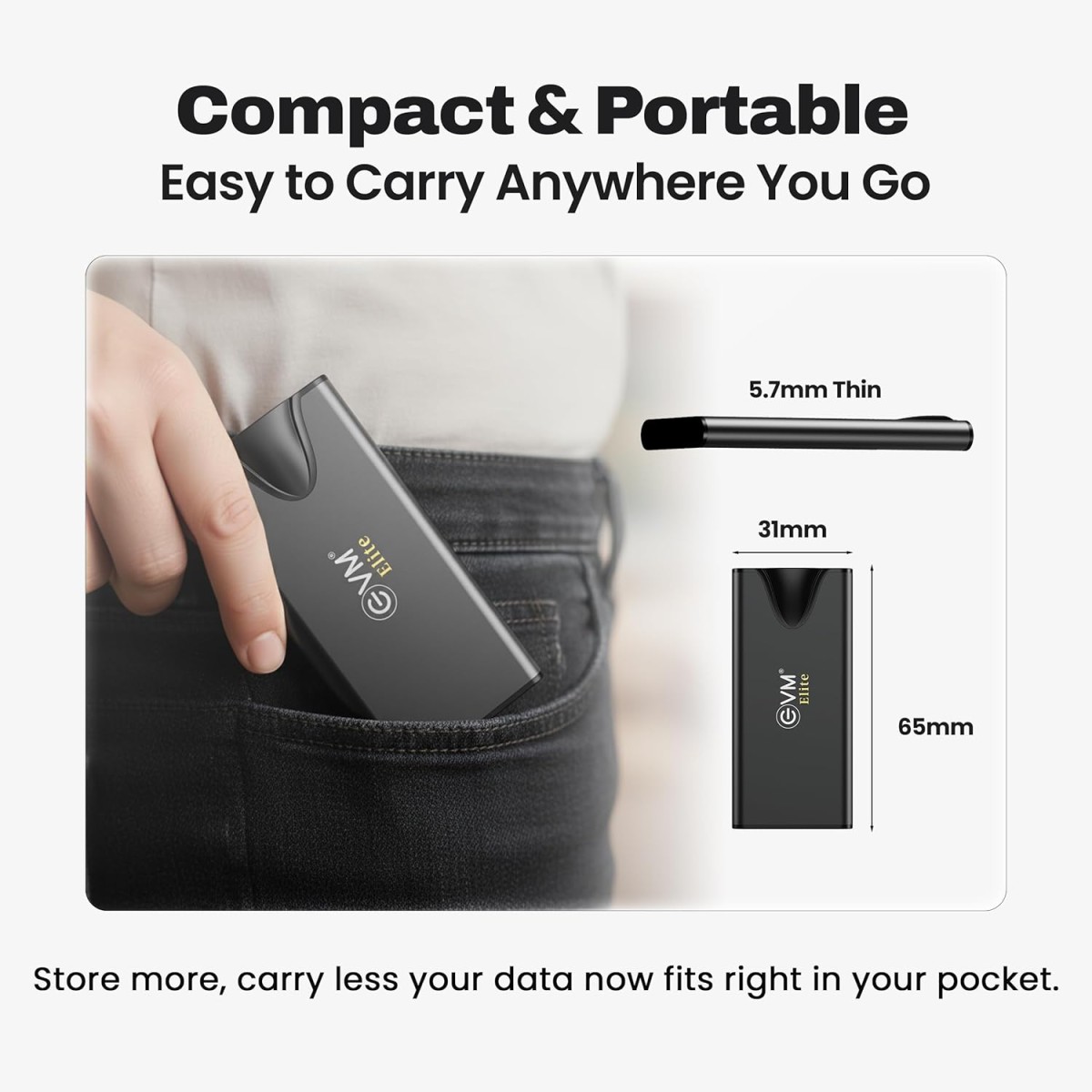 EVM Elite EnSave Pro 2TB External SSD High Speed,Upto 2000MB/s R,USB 3.2 Gen 2x2 Type-C,Metal Body,2m Drop Protection,4K ProRes 60FPS Video Capture,PC/Mac/Mobile Compatible,10-Yr Wty(EPSSDPro/2T)