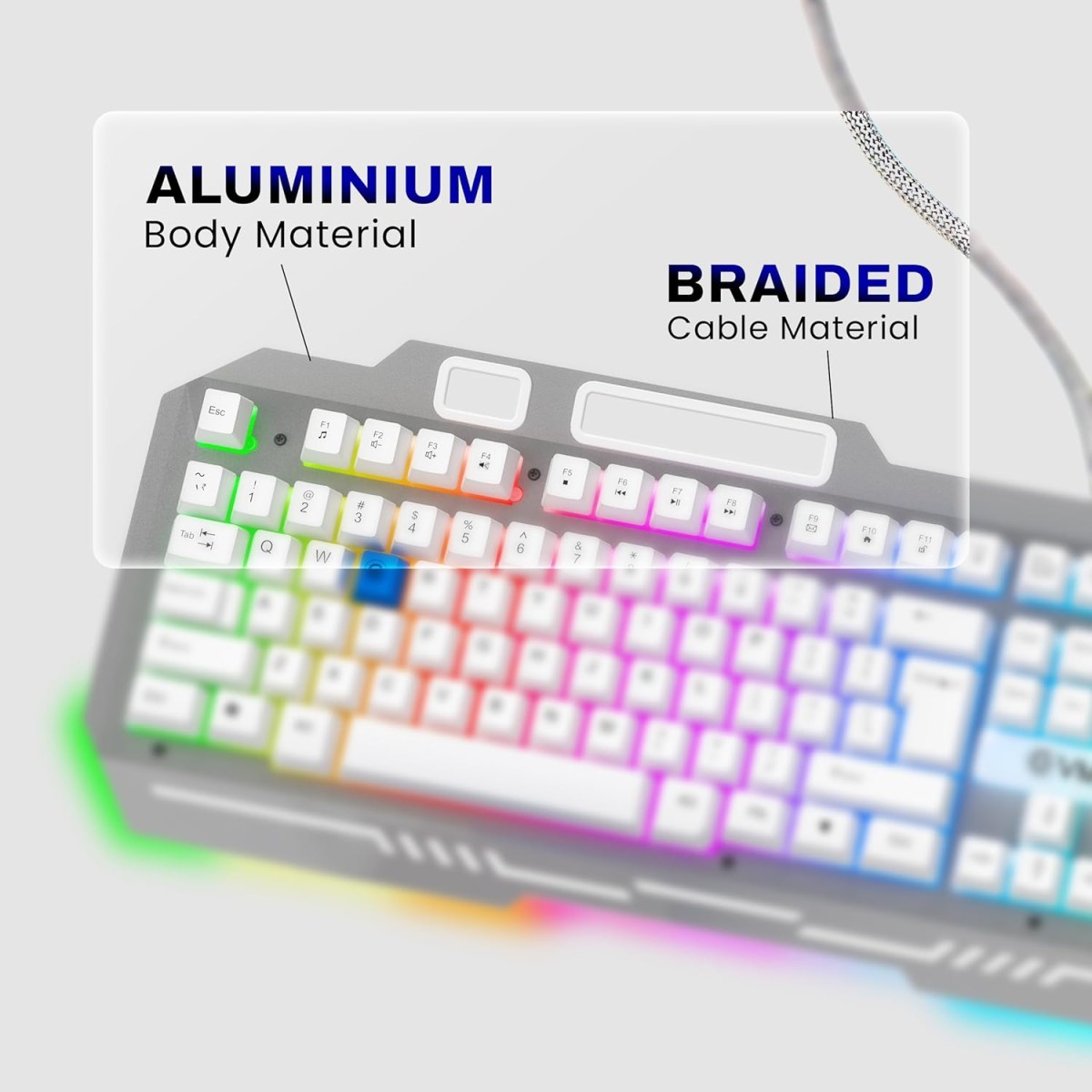 EVM EnClaw Wired Gaming Keyboard and Mouse Combo - RGB Backlit - 7200 DPI Adjustable Gaming Mouse - Strong Metallic Build with Braided Cable - 1 Year Warranty (EVM-WDKM-612-S)