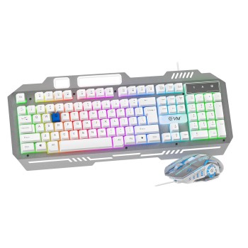 EVM EnClaw Wired Gaming Keyboard and Mouse Combo - RGB Backlit - 7200 DPI Adjustable Gaming Mouse - Strong Metallic Build with Braided Cable - 1 Year Warranty (EVM-WDKM-612-S)