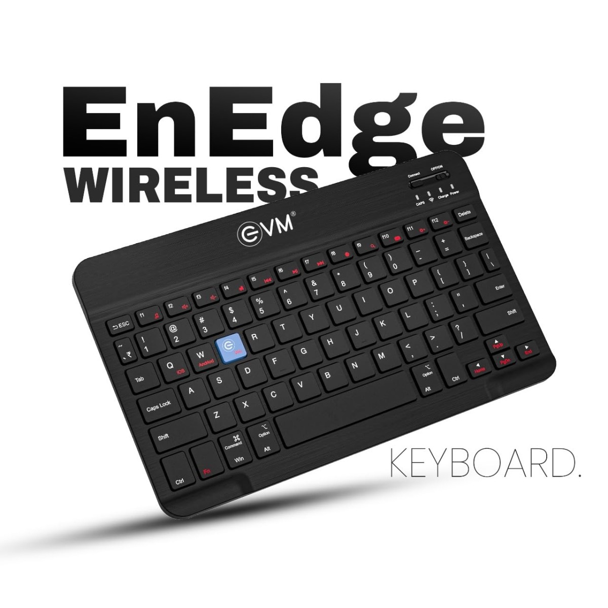 EVM EnEdge 9.7" Wireless Bluetooth Keyboard – Rechargeable, Ultra-Slim & Lightweight, Type-C Charging (WLKM-B)