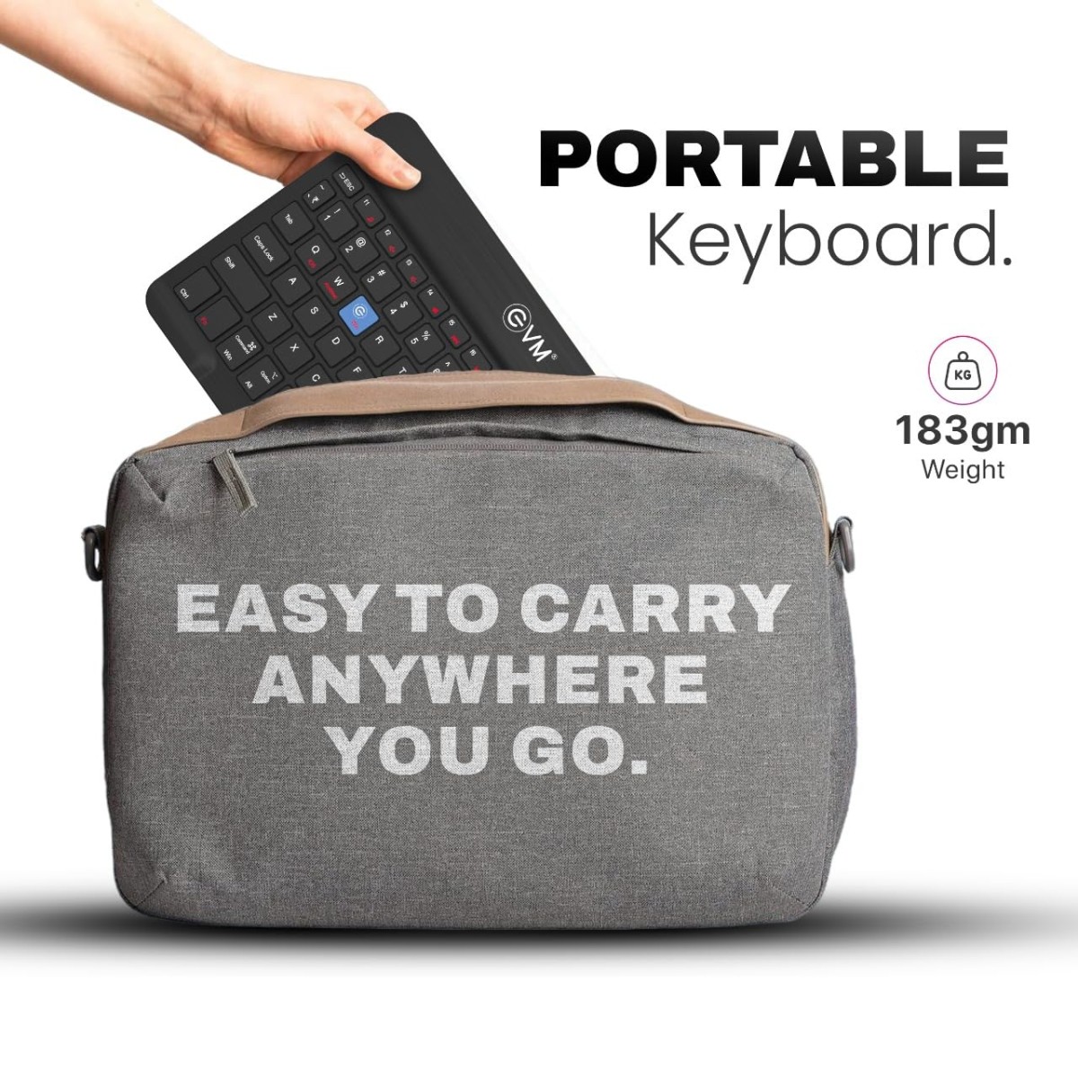 EVM EnEdge 9.7" Wireless Bluetooth Keyboard – Rechargeable, Ultra-Slim & Lightweight, Type-C Charging (WLKM-B)