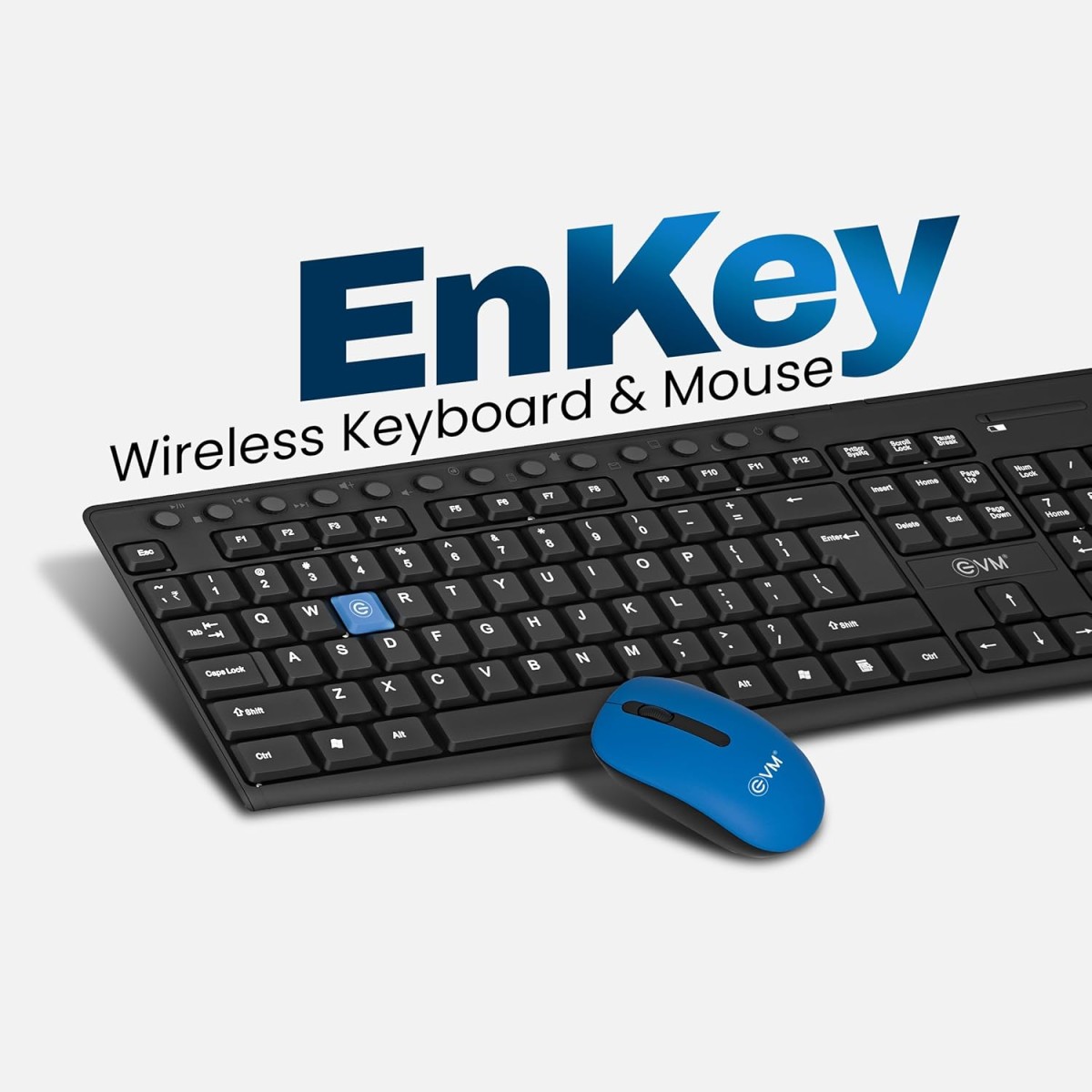 EVM EnKey Wireless Keyboard & Mouse Combo - USB Plug and Play, 104 Keys, 1200 DPI - 1 Year Warranty (WLKM & 3W042)
