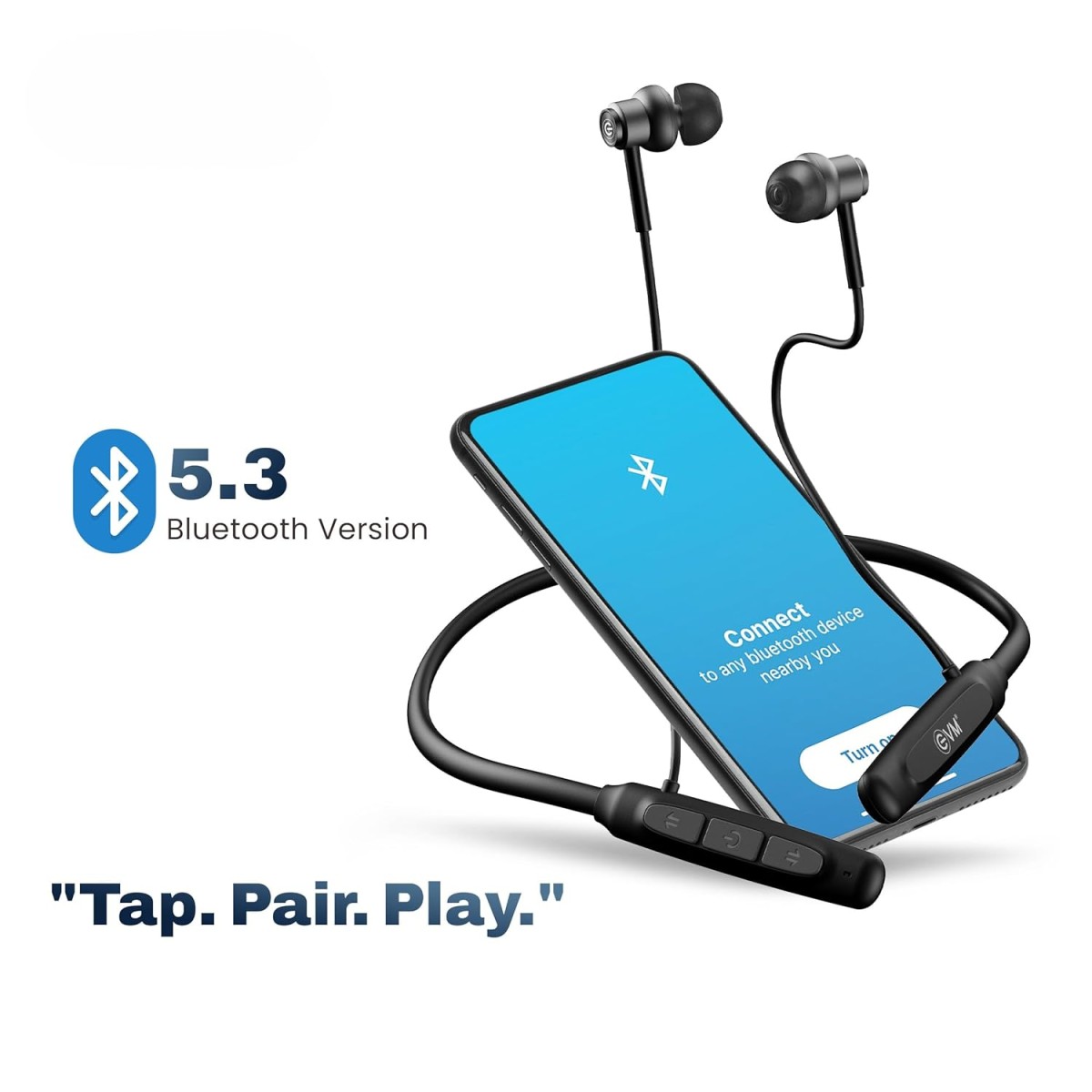 EVM EnSport Pro Neckband with 50Hrs Playtime, Bluetooth 5.2, 10mm Dynamic Drivers, Magnetic Switch, Type C Charging –1 Year Warranty (EVM-NB-035-Black) EVM EnSport Pro Neckband with 50Hrs Playtime, Bluetooth 5.2, 10mm Dynamic Drivers, Magnetic Switch, Type C Charging –1 Year Warranty (EVM-NB-035-Black)