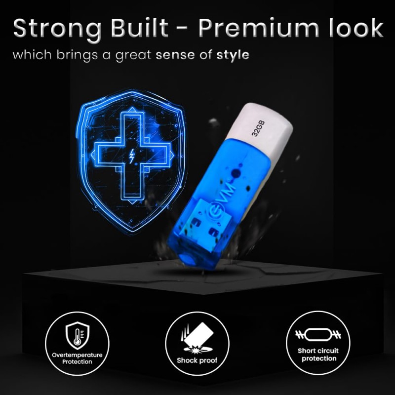 EVM EnStick 32GB USB 3.2 Gen 1 Pendrive - High Speed up to 100MB/s Read & 90MB/s Write Speeds - Ideal for Fast Data Transfer & Storage Solution with Durable Design - (EVMPDA3.2/32GB) EVM EnStick 32GB USB 3.2 Gen 1 Pendrive - High Speed up to 100MB/s Read & 90MB/s Write Speeds - Ideal for Fast Data Transfer & Storage Solution with Durable Design - (EVMPDA3.2/32GB)