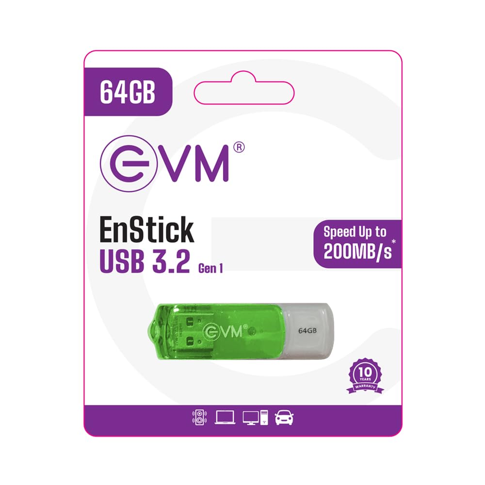 EVM EnStick 64GB USB 3.2 Gen 1 Pendrive – Upto 200MB/s Read Speed, High-Performance Flash Drive for Laptop, Desktop & Smart TV, Fast Data Transfer & Storage Solution, 10-Year Warranty (EVMPDA3.2/64GB) EVM EnStick 64GB USB 3.2 Gen 1 Pendrive – Upto 200MB/s Read Speed, High-Performance Flash Drive for Laptop, Desktop & Smart TV, Fast Data Transfer & Storage Solution, 10-Year Warranty (EVMPDA3.2/64GB)