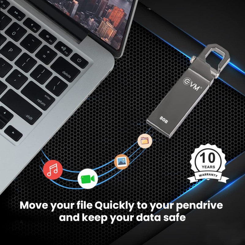 EVM EnStore 32GB Metal USB 2.0 Flash Drive - High Read Speeds up to 15MB/s & Write Speeds up to 8MB/s - Durable Metal Casing - Ideal for Data Transfer & Storage - (EVMPD/32GB) EVM EnStore 32GB Metal USB 2.0 Flash Drive - High Read Speeds up to 15MB/s & Write Speeds up to 8MB/s - Durable Metal Casing - Ideal for Data Transfer & Storage - (EVMPD/32GB)