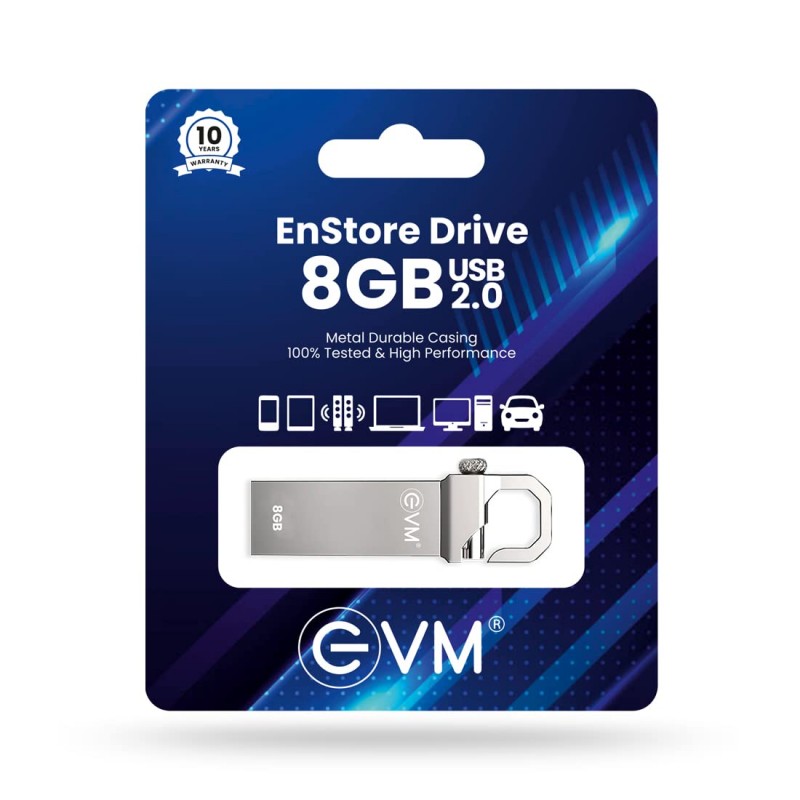 EVM EnStore 32GB Metal USB 2.0 Flash Drive - High Read Speeds up to 15MB/s & Write Speeds up to 8MB/s - Durable Metal Casing - Ideal for Data Transfer & Storage - (EVMPD/32GB) EVM EnStore 32GB Metal USB 2.0 Flash Drive - High Read Speeds up to 15MB/s & Write Speeds up to 8MB/s - Durable Metal Casing - Ideal for Data Transfer & Storage - (EVMPD/32GB)