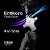 EVM EnStore 4-in-1 OTG 128GB Flashdrive-High-Speed USB 3.0 with Read Speed of 100Mb/s & Write Speed of 25Mb/s-Transfer Files Between USB-A, All Smartphones - (EVM4D/128G) EVM EnStore 4-in-1 OTG 128GB Flashdrive-High-Speed USB 3.0 with Read Speed of 100Mb/s & Write Speed of 25Mb/s-Transfer Files Between USB-A, All Smartphones - (EVM4D/128G)
