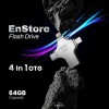 EVM EnStore 4-in-1 OTG 64GB Flashdrive-High-Speed USB 3.0 - Read Speed of 100Mb/s & Write Speed of 25Mb/s-Transfer Files Between USB-A,Compatible with All Smartphones - (EVM4D/64G) EVM EnStore 4-in-1 OTG 64GB Flashdrive-High-Speed USB 3.0 - Read Speed of 100Mb/s & Write Speed of 25Mb/s-Transfer Files Between USB-A,Compatible with All Smartphones - (EVM4D/64G)