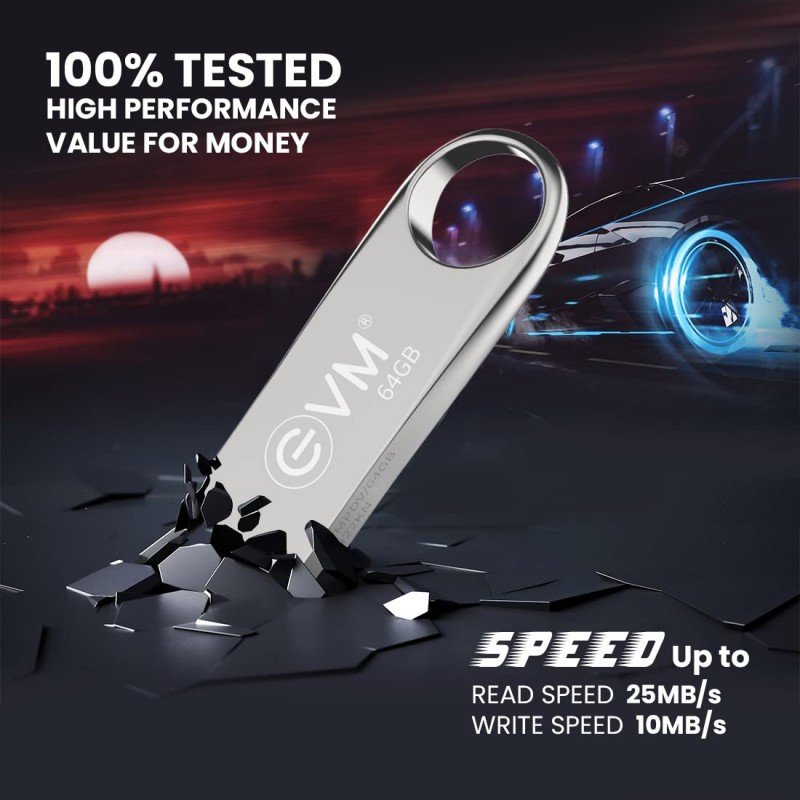 EVM EnVault USB 2.0 64GB Flash Drive - Read Speed up to 25MB/s - Durable Metallic Casing - 10 Years Warranty (EVMPDV/64GB) EVM EnVault USB 2.0 64GB Flash Drive - Read Speed up to 25MB/s - Durable Metallic Casing - 10 Years Warranty (EVMPDV/64GB)