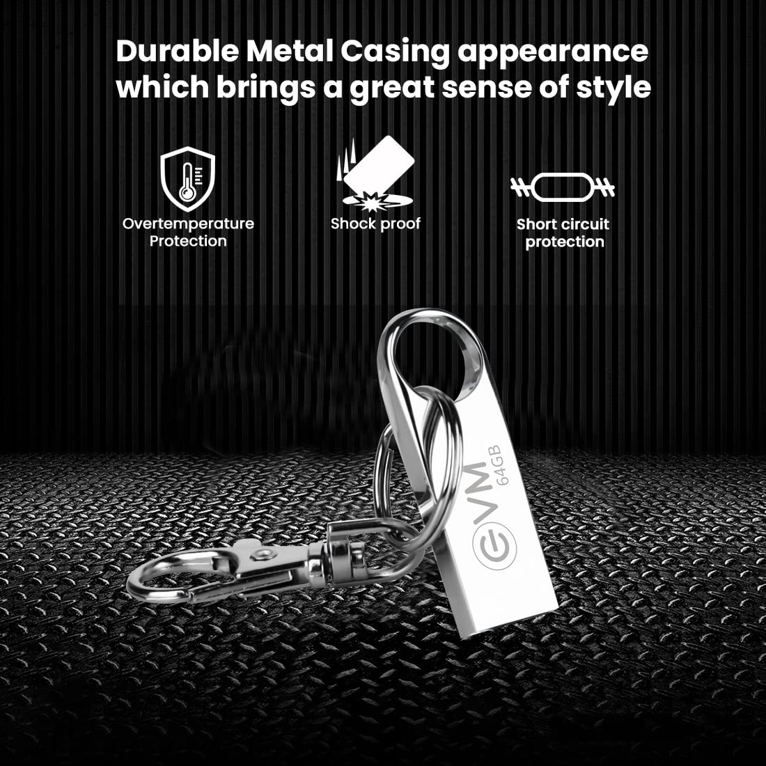 EVM EnVault USB 2.0 64GB Flash Drive - Read Speed up to 25MB/s - Durable Metallic Casing - 10 Years Warranty (EVMPDV/64GB)