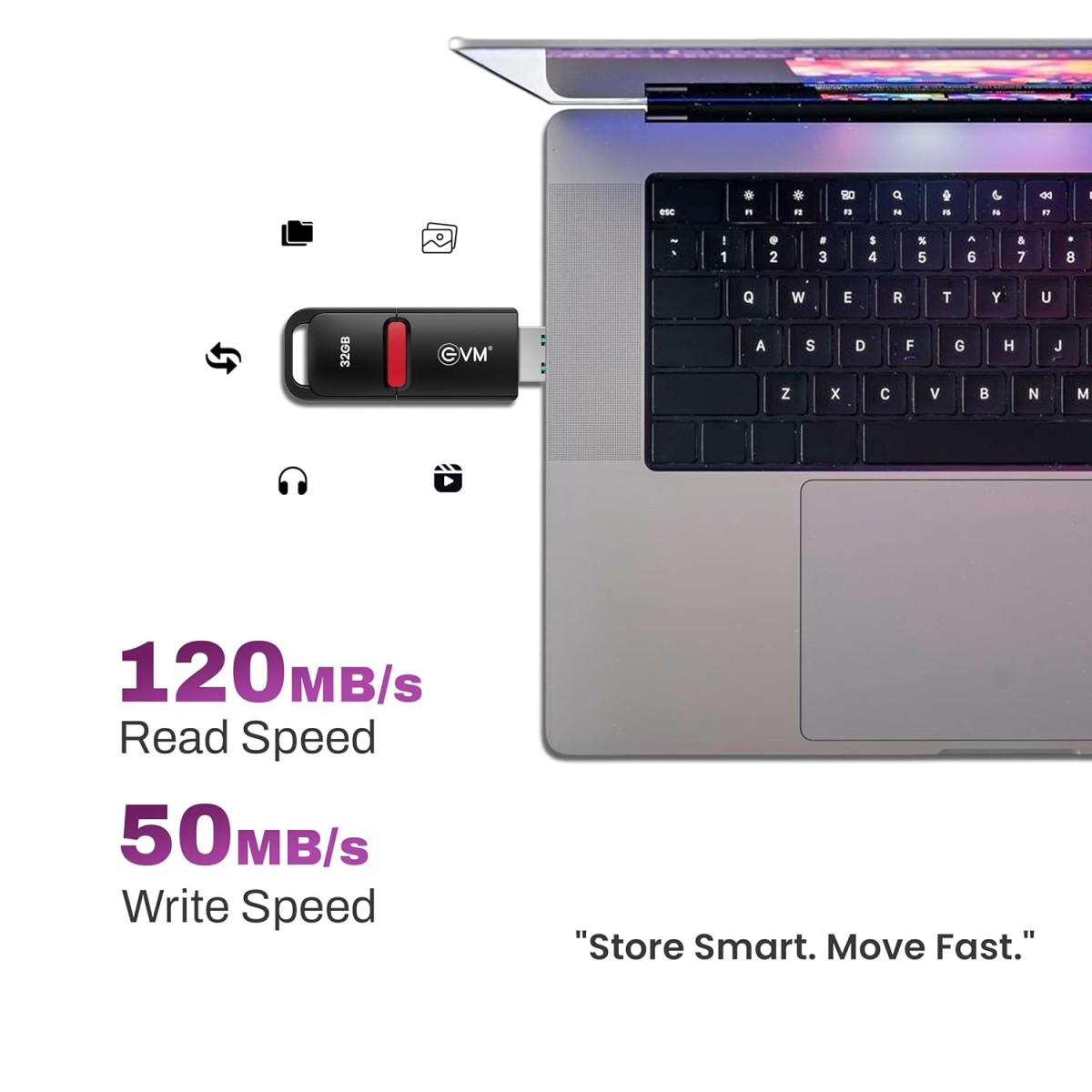 EVM EnX 32GB USB 3.2 Gen 1 Flash Drive – Upto 120MB/s Read, High-Speed Pen Drive for Laptop, Desktop & Smart TV, Durable Metal Body with Key Loop, Compact Design, 10-Year Warranty (ENX/32GB) EVM EnX 32GB USB 3.2 Gen 1 Flash Drive – Upto 120MB/s Read, High-Speed Pen Drive for Laptop, Desktop & Smart TV, Durable Metal Body with Key Loop, Compact Design, 10-Year Warranty (ENX/32GB)