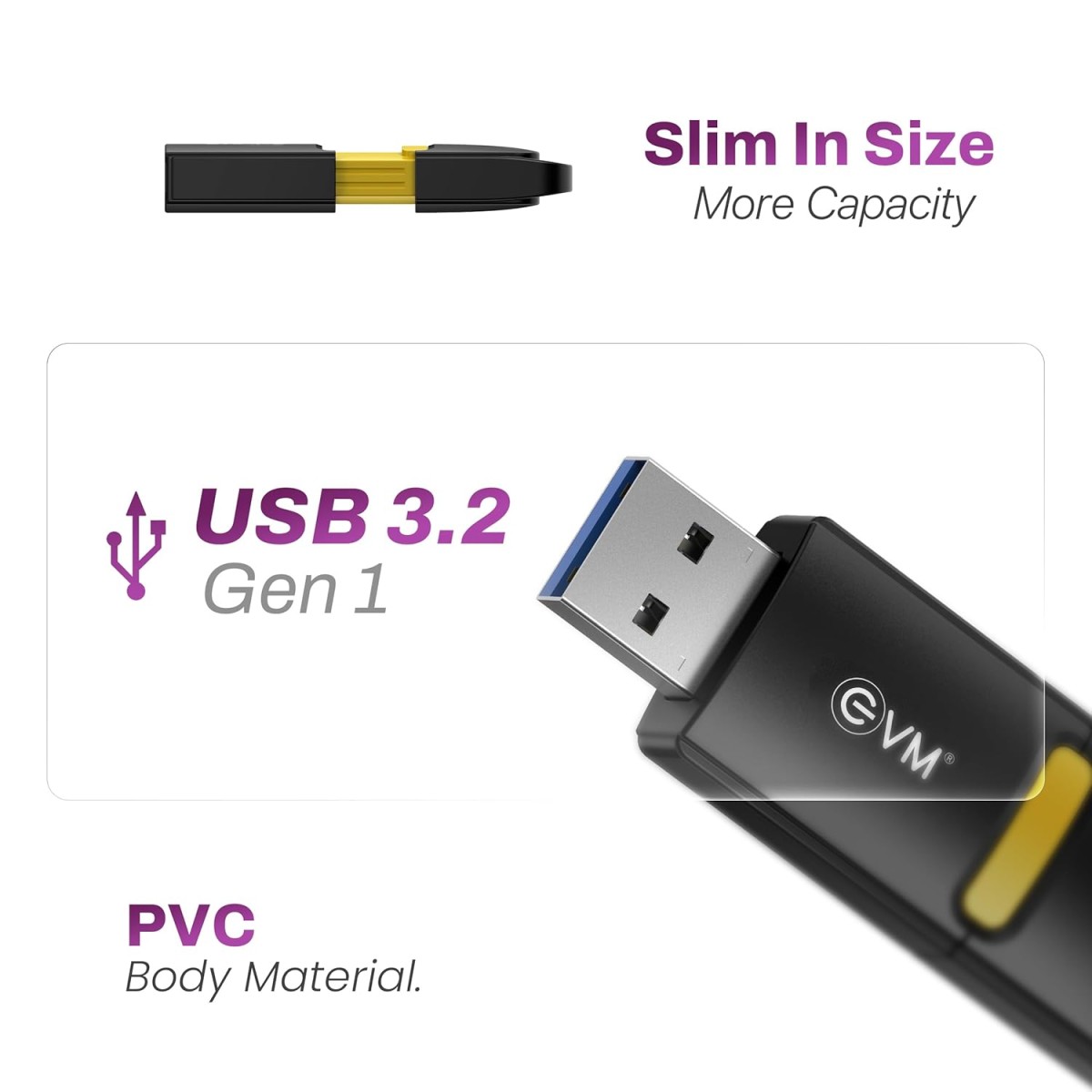 EVM EnX 64GB USB 3.2 Gen 1 Flash Drive – Upto 120MB/s Read, High-Speed Pen Drive for Laptop, Desktop & Smart TV, Durable Metal Body with Key Loop, Compact Design, 10-Year Warranty (ENX/64GB) EVM EnX 64GB USB 3.2 Gen 1 Flash Drive – Upto 120MB/s Read, High-Speed Pen Drive for Laptop, Desktop & Smart TV, Durable Metal Body with Key Loop, Compact Design, 10-Year Warranty (ENX/64GB)