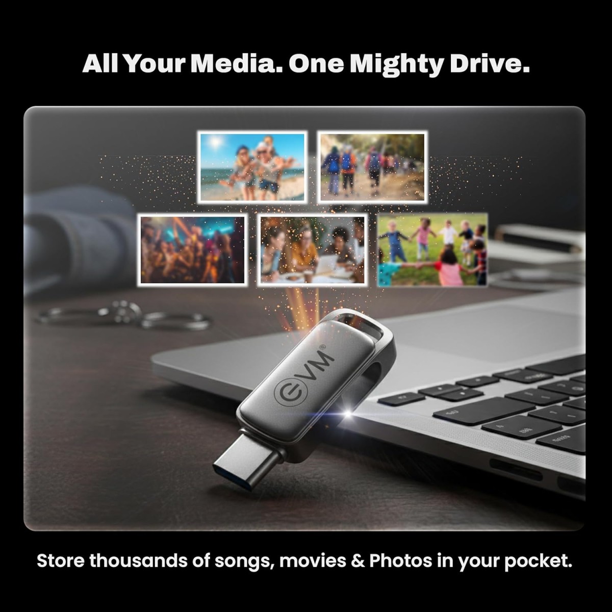 EVM Nano Plus Type-C OTG Pendrive 128GB – USB 3.2 Gen 1 High-Speed Flash Drive Upto 120 MB/s Read Speed – Metal Body – Compatible with Smartphones, Laptops & Tablets – 10-Year Wty (EEPOT/128GB)