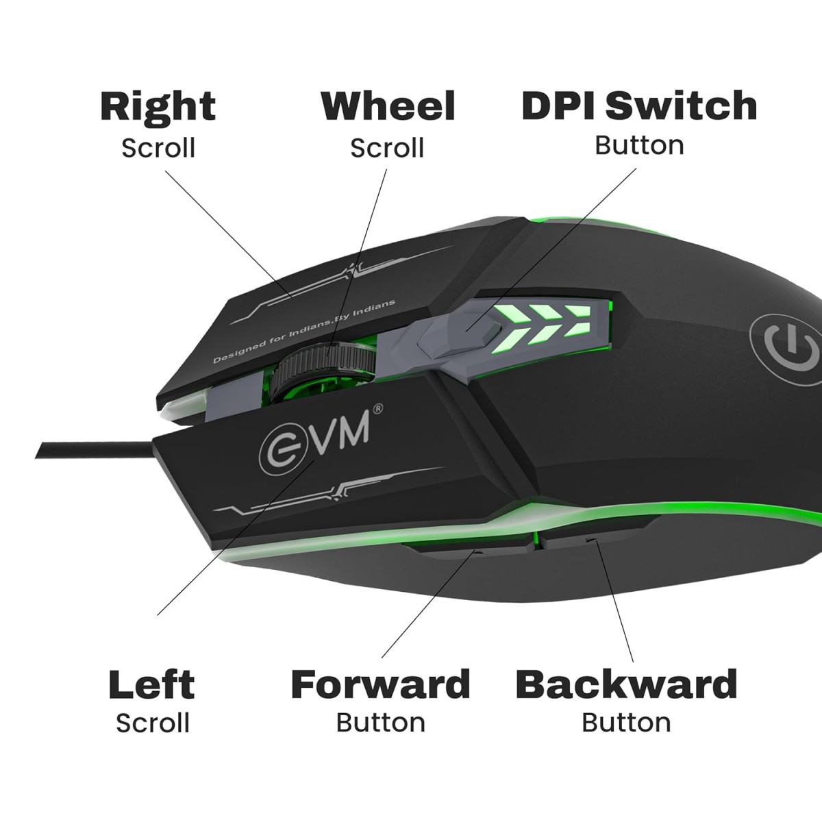 EVM RGB Wired Gaming Mouse - 6D Design - Adjustable DPI (1200-3600) - RGB Lighting - Comfortable Hand Grip - USB Input - 1 Year Warranty (EVM-M06063) EVM RGB Wired Gaming Mouse - 6D Design - Adjustable DPI (1200-3600) - RGB Lighting - Comfortable Hand Grip - USB Input - 1 Year Warranty (EVM-M06063)