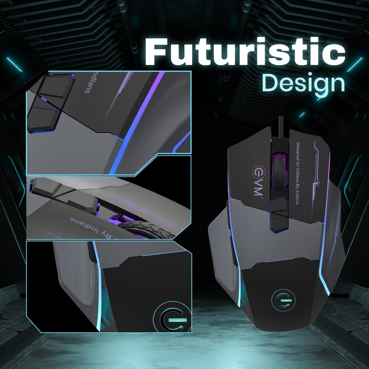 EVM Wired Gaming Mouse, 8D Buttons, 6400 DPI Adjustable, RGB Lights, 1.5m Braided Cable, Ergonomic Design, 1-Year Warranty (EVM-M06087) EVM Wired Gaming Mouse, 8D Buttons, 6400 DPI Adjustable, RGB Lights, 1.5m Braided Cable, Ergonomic Design, 1-Year Warranty (EVM-M06087)