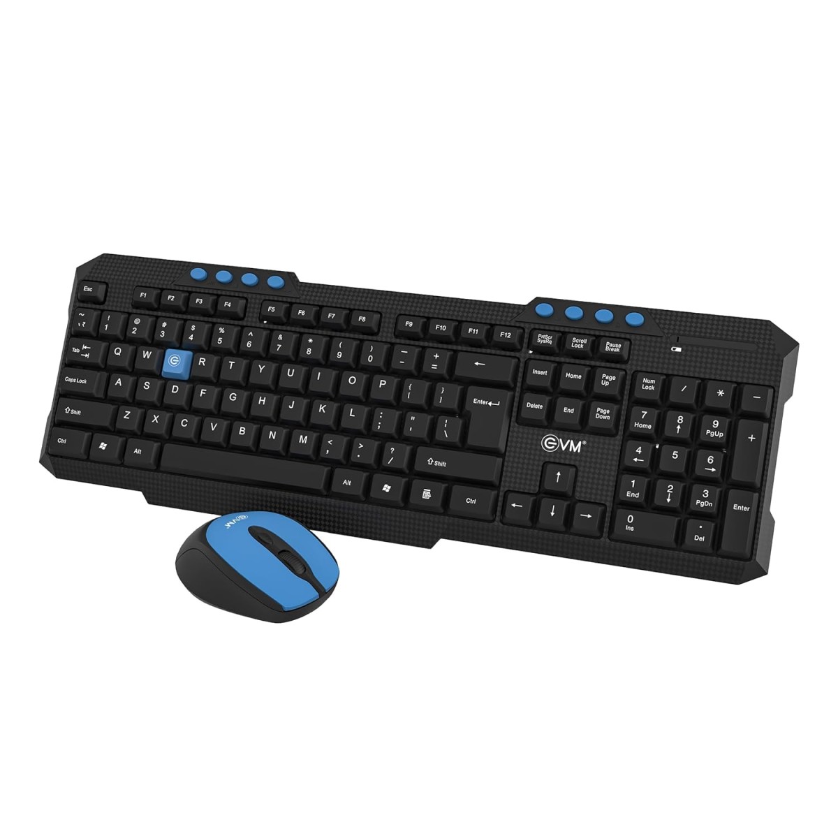 EVM Wireless Keyboard & Mouse Combo - 2.4G, Plug and Play, 10m Range, 112 Keys, 1000DPI Resolution, Height Adjust - 1 Year Warranty (EVM-WLKM-036)