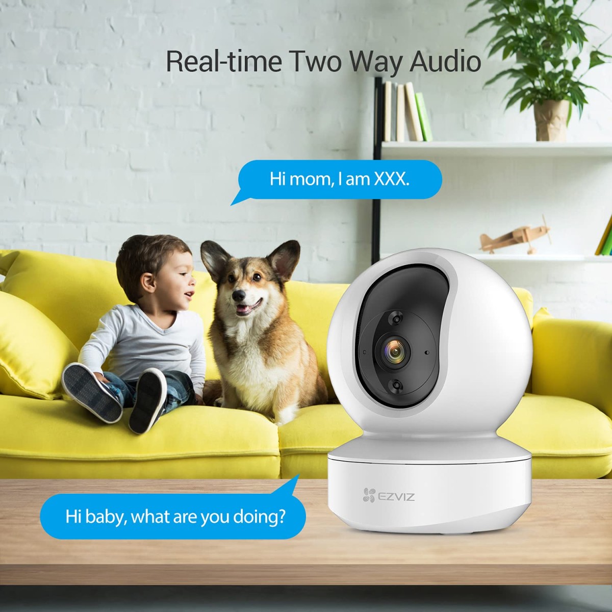 EZVIZ 1080p Security Camera Indoor WiFi 2Mp Smart Tracking | Smart Night Vision| 2-Way Audio| Compatible with Alexa(Ty1,White)