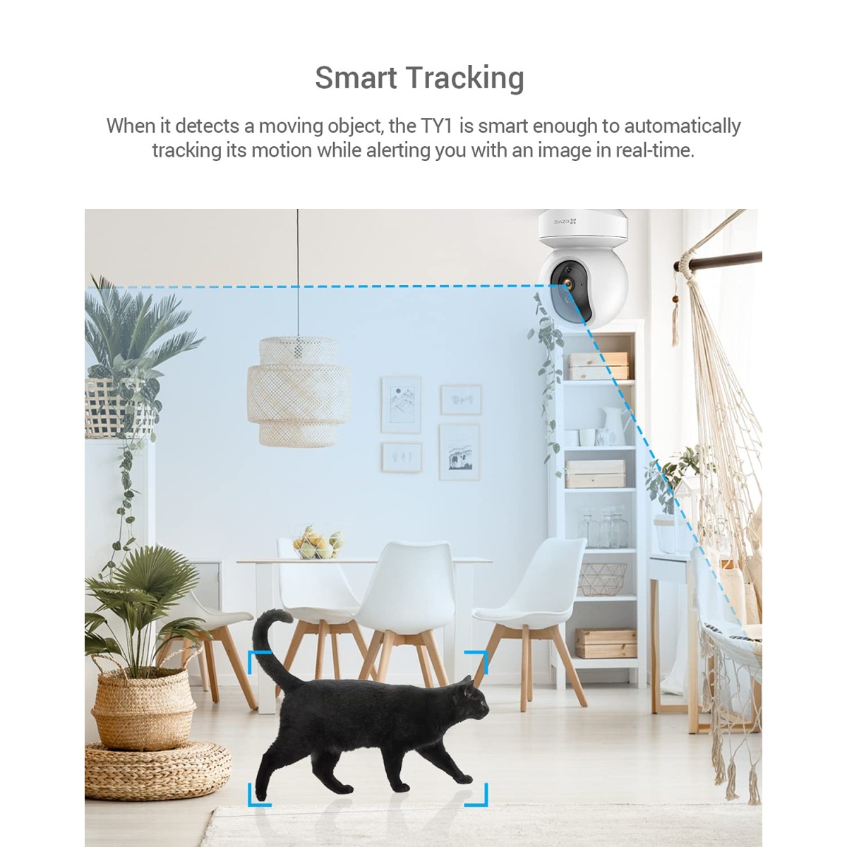 EZVIZ 1080p Security Camera Indoor WiFi 2Mp Smart Tracking | Smart Night Vision| 2-Way Audio| Compatible with Alexa(Ty1,White)