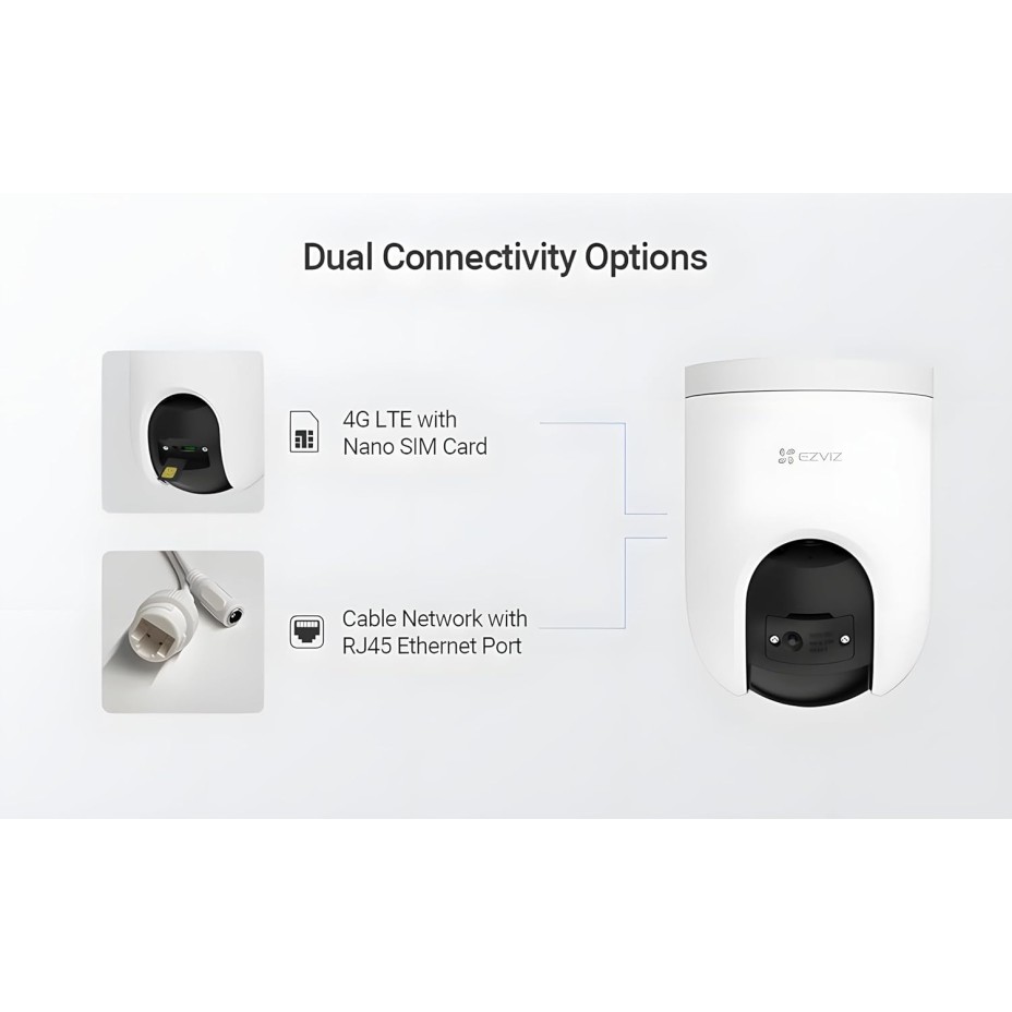 EZVIZ H8C 2304 * 1296 (3MP) 1296p 4G Wireless Camera, 2K Resolution, Ai Powered Human Detection, Color in Night, Two Way Talk, Weatherproof Design, All Sim Support