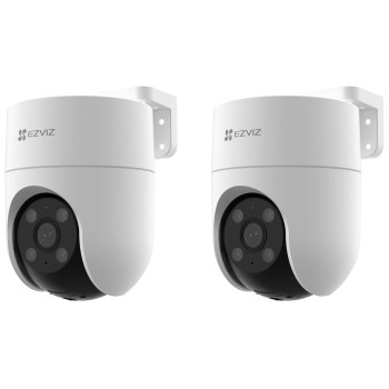 EZVIZ H8C 4MP Outdoor Pan & Tilt Wi-Fi Camera|Color Night Vision|360° Coverage|Auto-Tracking|Two-Way Talk|Weatherproof Design|Supports MicroSD Card (Up to 512 GB)|White (Pack of 2)