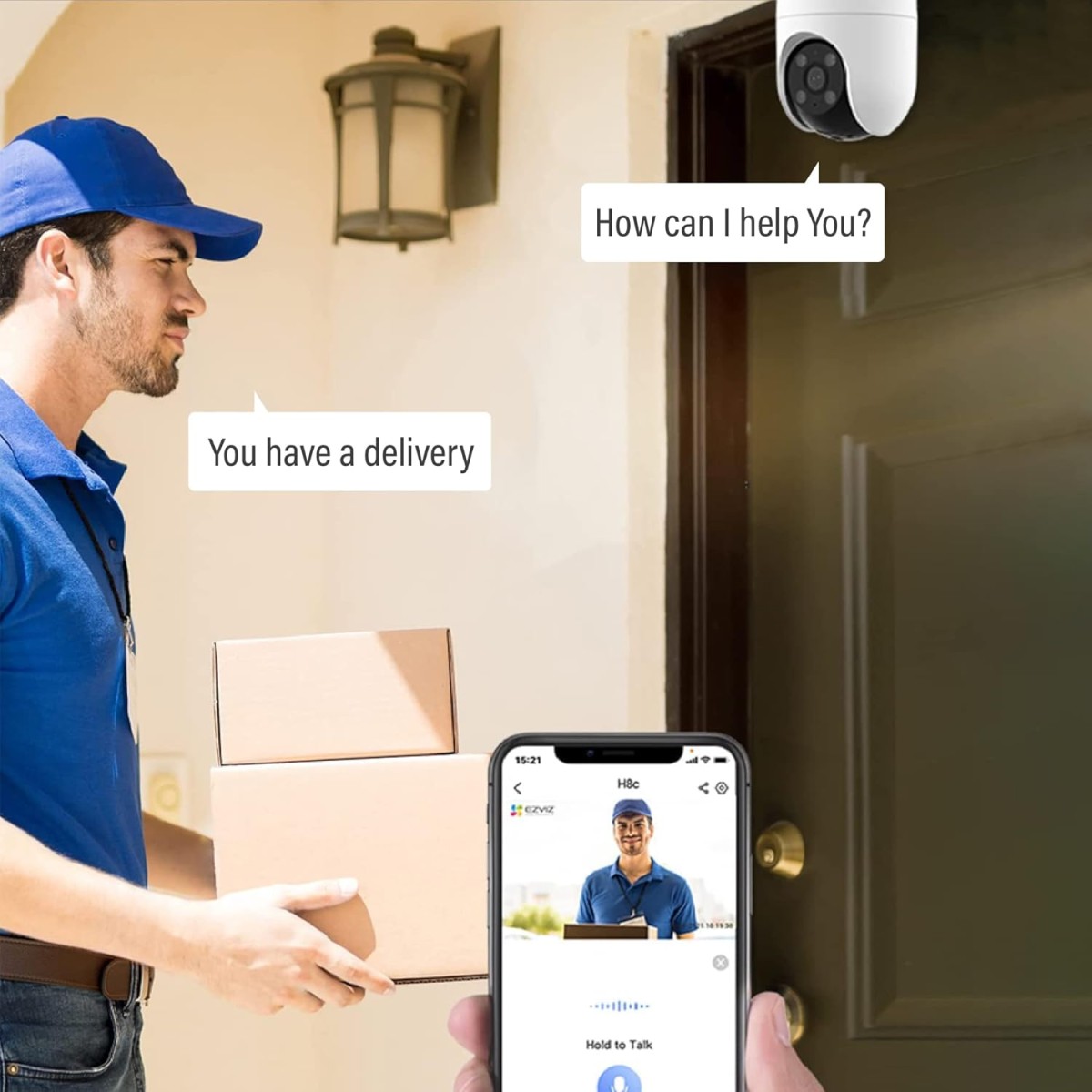 EZVIZ H8C 4MP Outdoor Pan & Tilt Wi-Fi Camera|Color Night Vision|360° Coverage|Auto-Tracking|Two-Way Talk|Weatherproof Design|Supports MicroSD Card (Up to 512 GB)|White (Pack of 2)