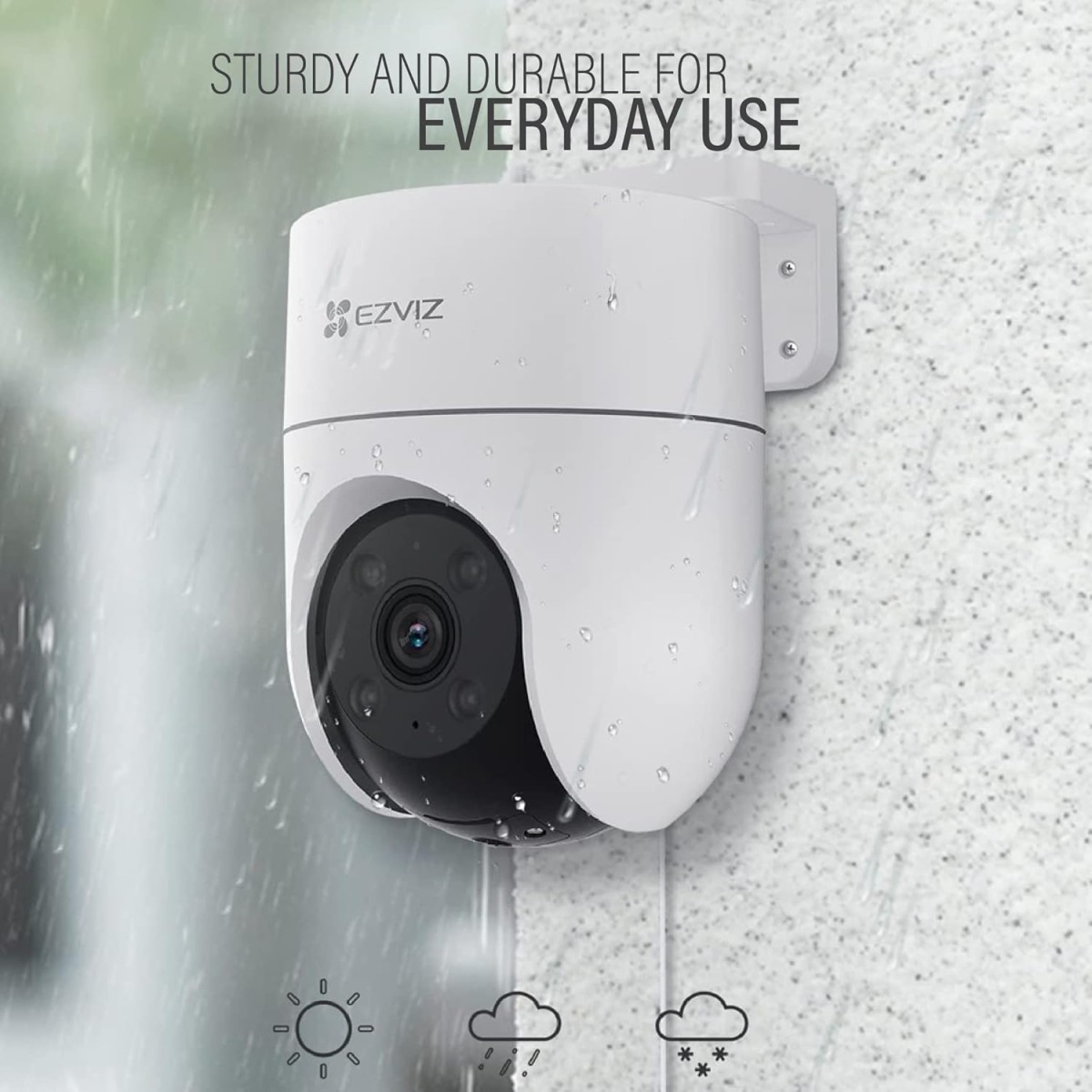 EZVIZ H8C 4MP Outdoor Pan & Tilt Wi-Fi Camera|Color Night Vision|360° Coverage|Auto-Tracking|Two-Way Talk|Weatherproof Design|Supports MicroSD Card (Up to 512 GB)|White (Pack of 2)