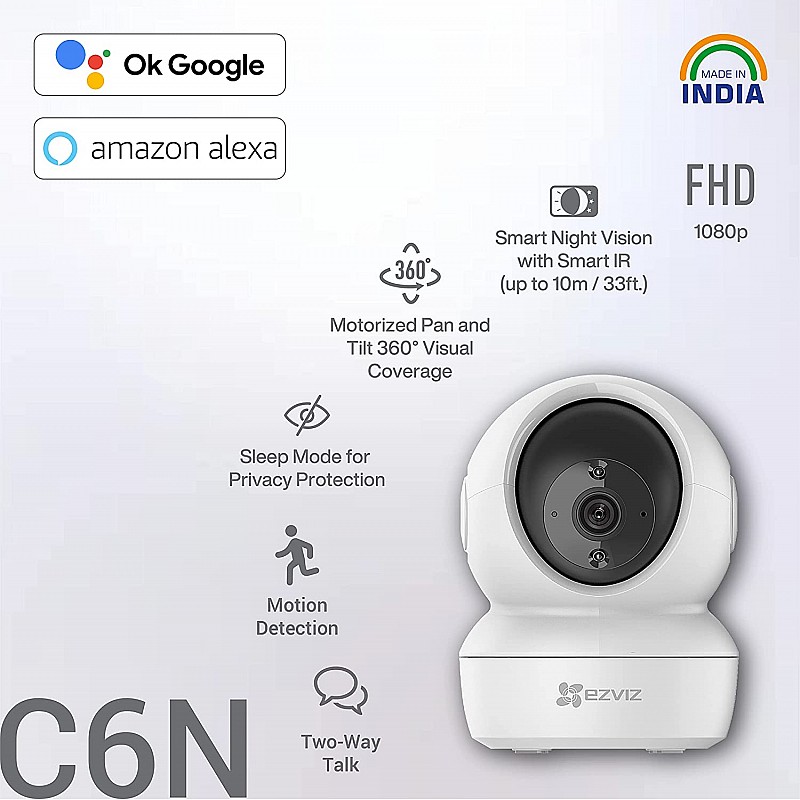 EZVIZ by Hikvision Made in India WiFi Indoor Home Security/Baby Monitor Camera 2 Way Talk 360° Pan/Tilt 