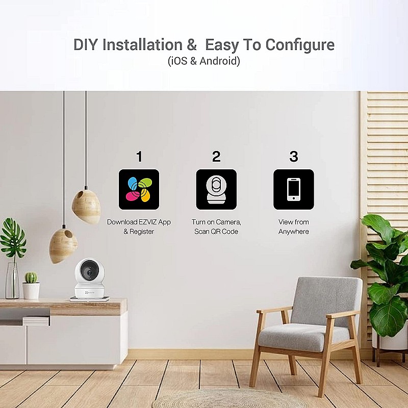 EZVIZ by Hikvision Made in India WiFi Indoor Home Security/Baby Monitor Camera 2 Way Talk 360° Pan/Tilt 