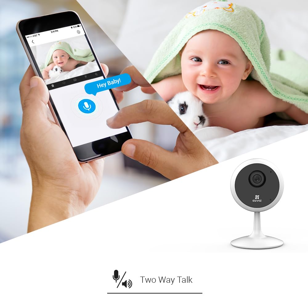 EZVIZ by Hikvision|C1C-B WiFi Indoor Home Smart Security Camera| 2 Way Talk 1080p Full HDl Privacy Protection Alexa & Google, White