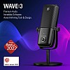 Elgato Wave:3 Premium USB Condenser Unidirectional Microphone and Digital Mixing Solution, Anti-Clipping Technology, Capacitive Mute, Streaming and Podcasting, (10MAB9901, Black)