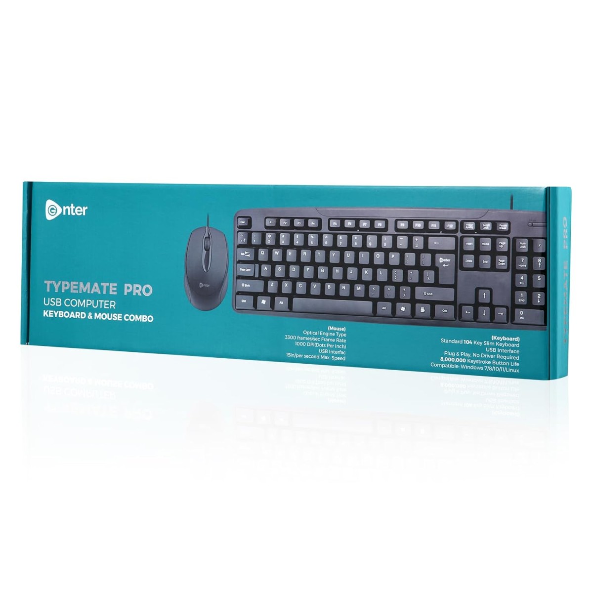 Enter Wired USB Keyboard & Mouse Combo Typemate Pro Chocolate Click Key