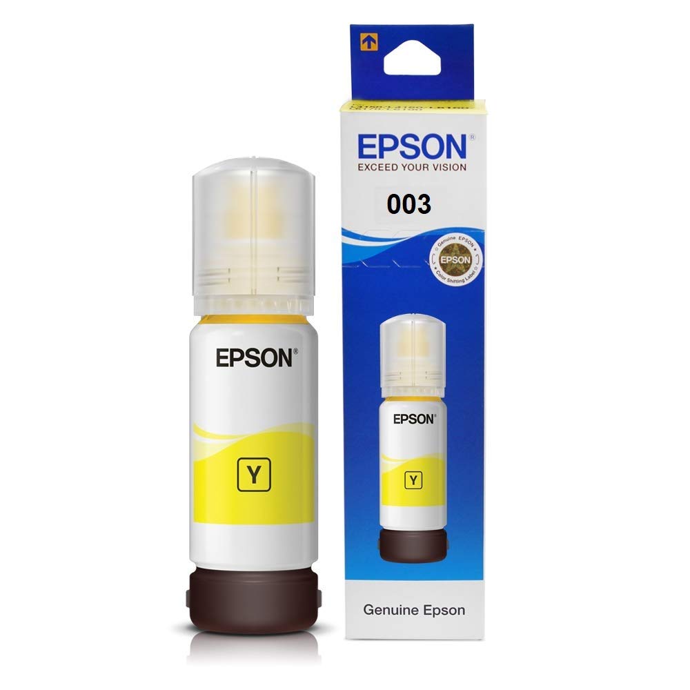 Epson 003 65ml Ink Bottle (Yellow);Compatible with :L3110 /L3101/ L3150 / L4150 / L4160 / L6160 / L6170 / L6190 Printer Models Epson 003 65ml Ink Bottle (Yellow);Compatible with :L3110 /L3101/ L3150 / L4150 / L4160 / L6160 / L6170 / L6190 Printer Models