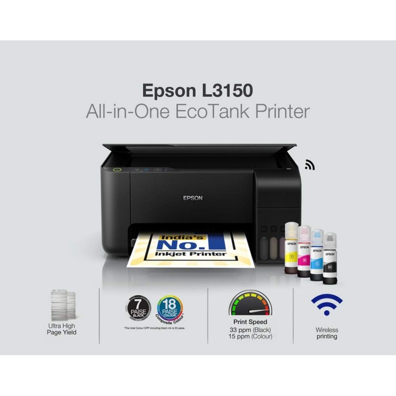 Epson EcoTank L3150 Wi-Fi All-in-One Ink Tank Printer (Black) Epson EcoTank L3150 Wi-Fi All-in-One Ink Tank Printer (Black)