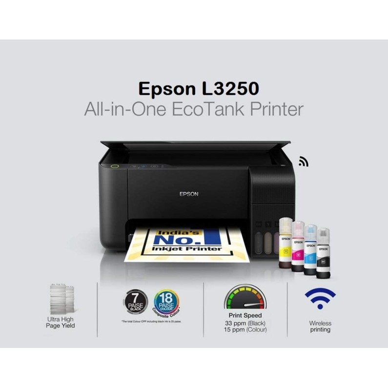 Epson Ecotank L3250 A4 Wi-Fi All-in-One Ink Tank Colour and Black Printer Ink, Epson Ecotank L3250 A4 Wi-Fi All-in-One Ink Tank Colour and Black Printer Ink,