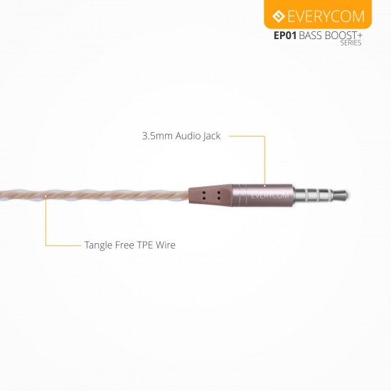 Everycom Bass Boost+ Premium Wired in-Ear Earphone with Mic Button for All Smartphones - Gold