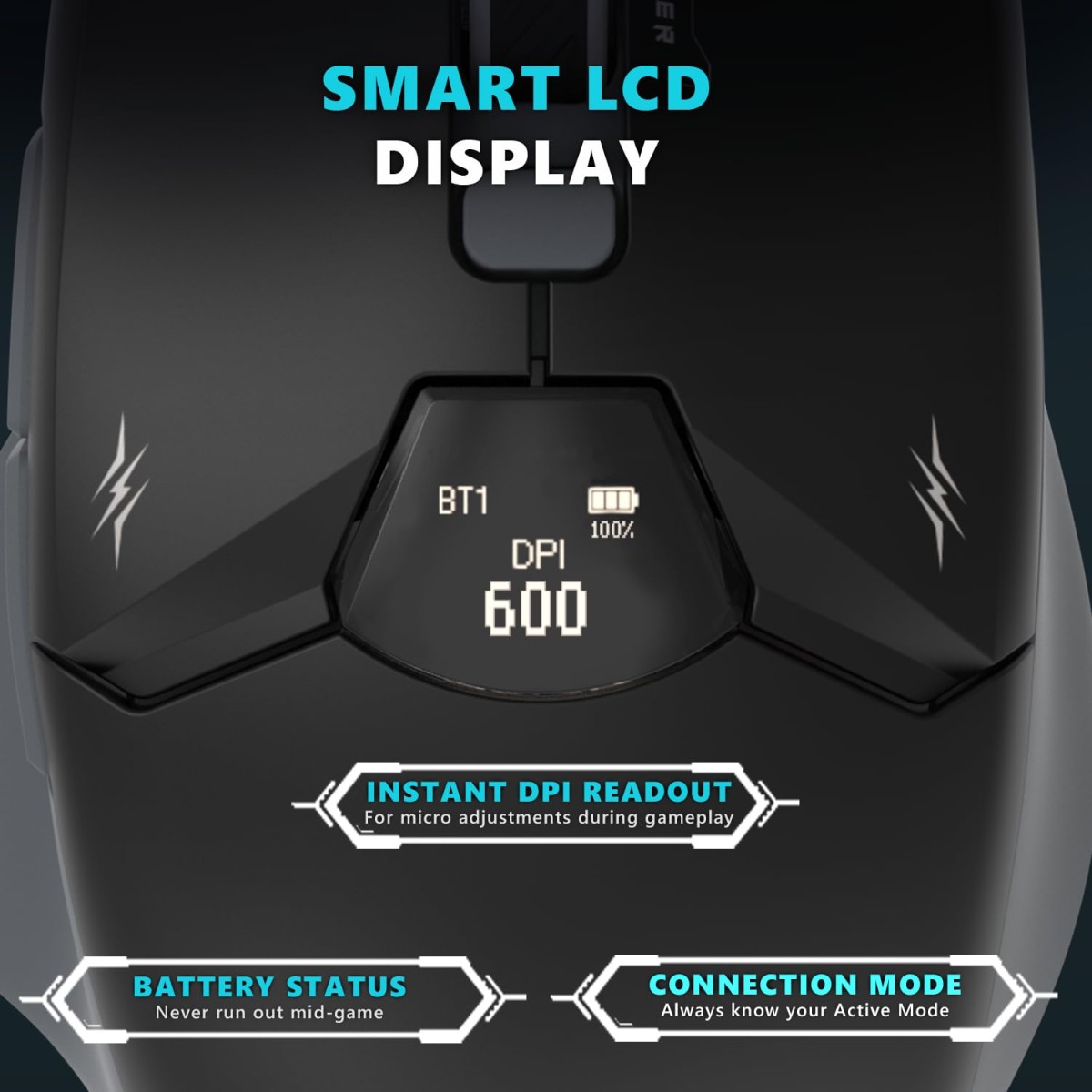 EvoFox Banshee 2 Wireless Gaming Mouse with Display Tri-Mode (2X BT,2.4G&Wired) | PixArt Sensor, 1000Hz Polling Rate, 12,000 DPI, 6 Programmable Buttons, Software Support EvoFox Banshee 2 Wireless Gaming Mouse with Display Tri-Mode (2X BT,2.4G&Wired) | PixArt Sensor, 1000Hz Polling Rate, 12,000 DPI, 6 Programmable Buttons, Software Support