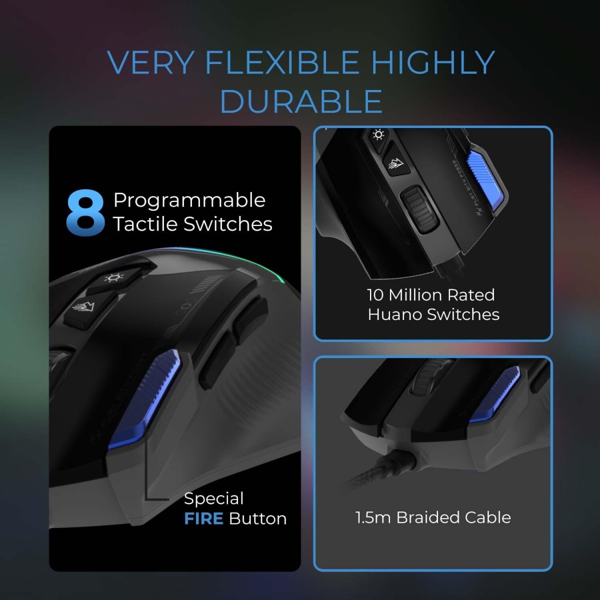 EvoFox Blaze Ultra Value 8 Button Programmable Gaming Mouse with 1000Hz Polling Rate | Gaming Grade DPI 200 to 12800 | Ultra-Responsive 7000fps | RGB Lights with Music sync Mode | Windows Software EvoFox Blaze Ultra Value 8 Button Programmable Gaming Mouse with 1000Hz Polling Rate | Gaming Grade DPI 200 to 12800 | Ultra-Responsive 7000fps | RGB Lights with Music sync Mode | Windows Software