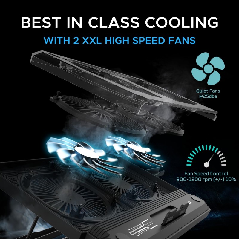 EvoFox Blizzard RGB Cooling Pad for Gaming Laptop with Transparent Upper Surface, 2 Large Fans, 8 Adjustable Angles, Edge RGB Lighting, Additional USB Port for Laptops up to 43.18 cm (17 inches) EvoFox Blizzard RGB Cooling Pad for Gaming Laptop with Transparent Upper Surface, 2 Large Fans, 8 Adjustable Angles, Edge RGB Lighting, Additional USB Port for Laptops up to 43.18 cm (17 inches)