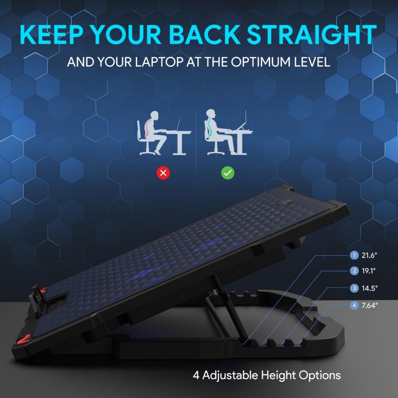 EvoFox Blizzard RGB Cooling Pad for Gaming Laptop with Transparent Upper Surface, 2 Large Fans, 8 Adjustable Angles, Edge RGB Lighting, Additional USB Port for Laptops up to 43.18 cm (17 inches) EvoFox Blizzard RGB Cooling Pad for Gaming Laptop with Transparent Upper Surface, 2 Large Fans, 8 Adjustable Angles, Edge RGB Lighting, Additional USB Port for Laptops up to 43.18 cm (17 inches)
