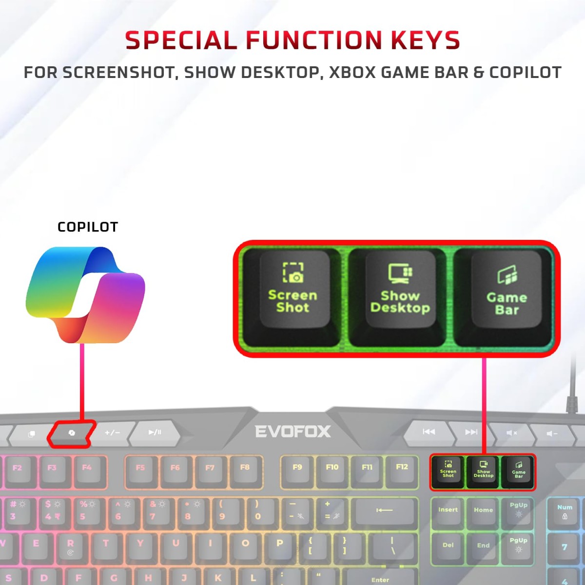 EvoFox Deathray V2 Gaming Keyboard and Mouse Combo | 6 Zone RGB Backlighting, 19 Anti Ghosting Keys, Membrane Keys, Ergonomic, Full-Size | 6 Buttons, 7 Color LED Lighting, Upto 3600DPI (Wired) EvoFox Deathray V2 Gaming Keyboard and Mouse Combo | 6 Zone RGB Backlighting, 19 Anti Ghosting Keys, Membrane Keys, Ergonomic, Full-Size | 6 Buttons, 7 Color LED Lighting, Upto 3600DPI (Wired)