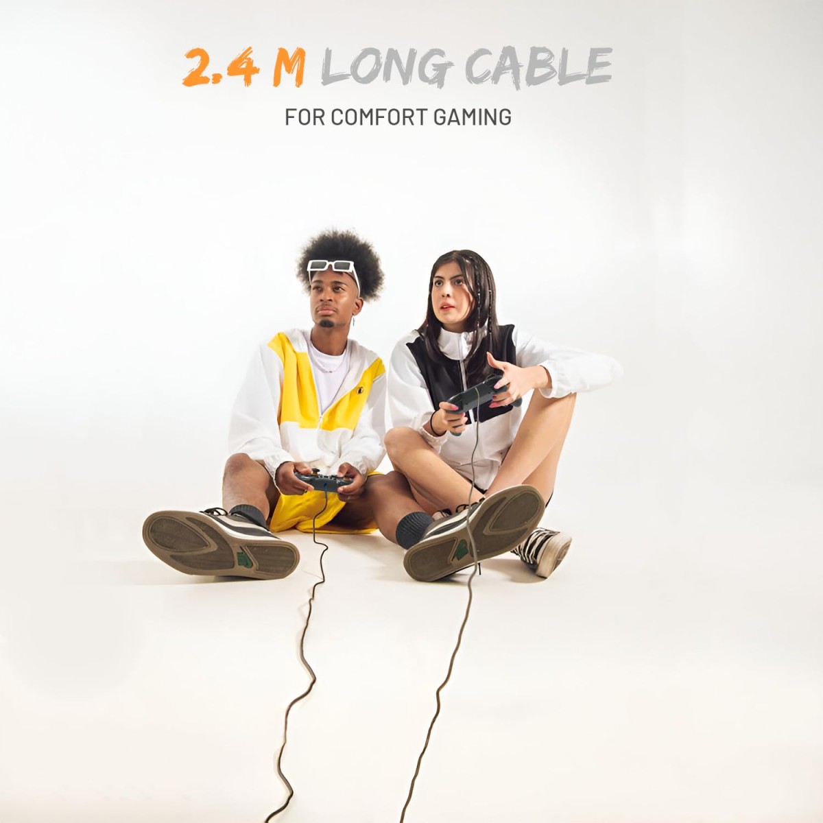 EvoFox Elite Ops Wired Gaming Controller for PC, Android TV and PS3 with 2.4m Long Cable | Dual Vibration Rumble Motors | Zero Lag Connectivity with Plug and Play functionality |2.4m Long Cable, X-Input & D-Input | Black